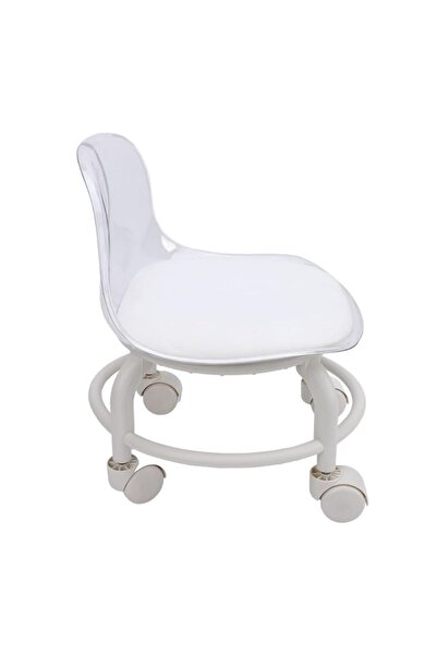 Generic Focket Rolling Stool, Acrylic Chair with Back Support for Office Gara...