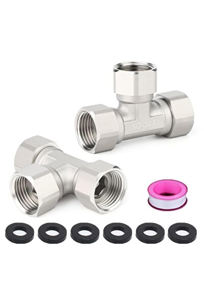 Generic 2-Pack,Stainless Steel 3-Way Tee Connector, 1/2-inch, 304 Grade, with...