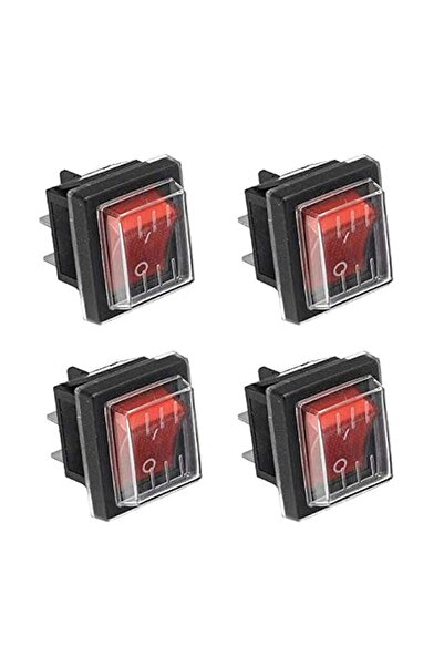 Generic JINXM4 Pcs ON-Off Rocker Switch DPS 4 Pin Red Light AC 250V 16A 125V ...