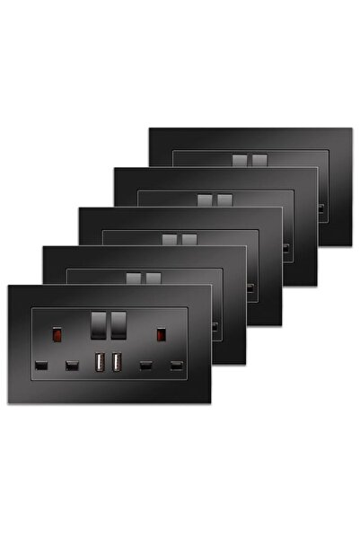 Generic CNBINGO 5 Pack Double Switched Socket with 2 USB Charging Ports, 2 Ga...