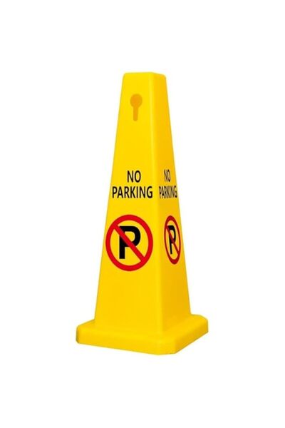 Generic No Parking Cone | Yellow No Parking Sign with 4 Sides View | Easily N...