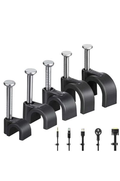 Generic Cable Clips with Steel Nails, Cable Wall Clip, Half Clamp J-Hook with...