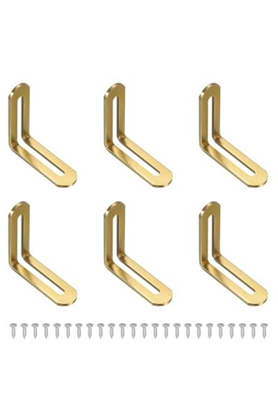 Generic 6 Pcs Adjustable Right Angle Brackets – Slotted L-Shape Corner Bracke...