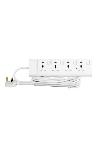 Generic Terminator 4 Way Universal Power Extension Socket With Individual Swi...