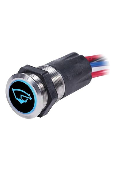 Generic BLUE SEA SYSTEMS SWITCH BUTTON STAINLESS STEEL OFF-(ON) BACK LIT (INC...