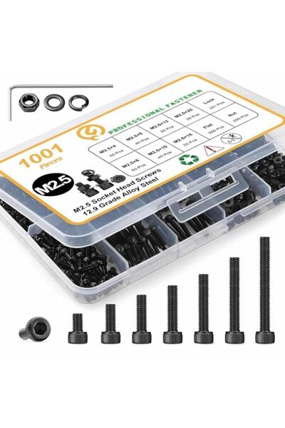 Generic 1000Pcs M2.5 Screws Assortment Kit, M2.5x 4/6/8/10/12/16/20mm M2.5 Bo...