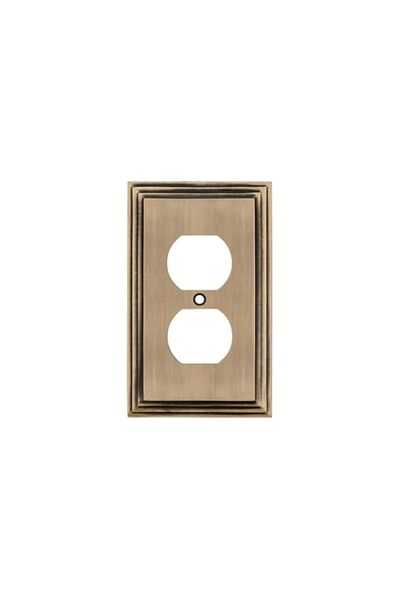 Generic Nostalgic Warehouse 719740 Deco Switch Plate with Outlet, Antique Brass