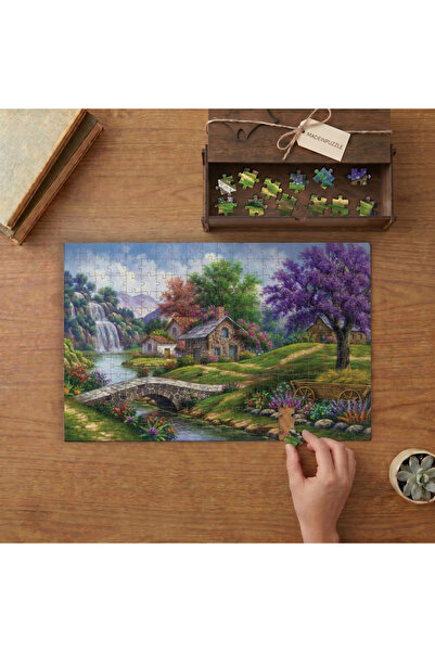 Küçük Köy - Şelale - Manzara Tasarımı 240 Parça Ahşap Puzzle Ahşap Kutuda MPY20344