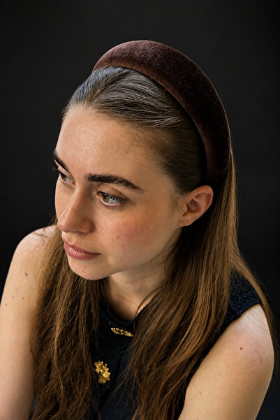 ByMerve Bym Dark Brown Velvet High Curved Women's Hair Crown Daily Stylish Ac...