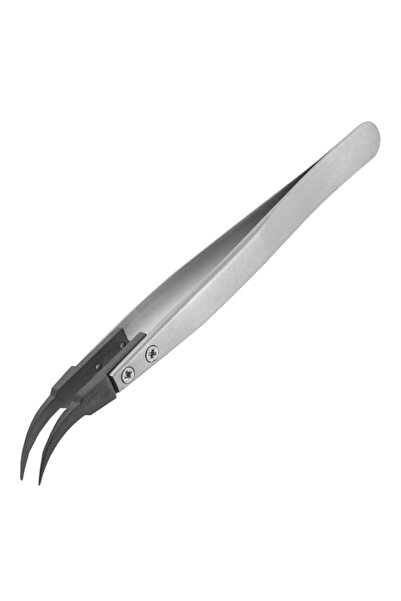 Generic ENGINEER PPS Plastic tipped tweezers, curved, fine pointed tips, stai...