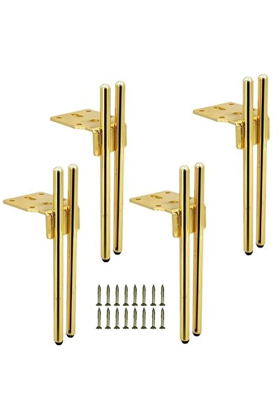 Generic Set of 4 Heavy Duty 6-Inch Gold Metal Furniture Legs - Modern Chopsti...