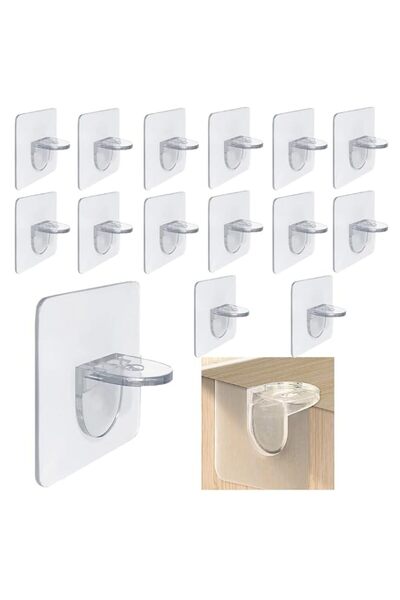 Generic 15 Pcs Shelf Support Pegs Transparent Adhesive Pegs Punch Free Shelf ...