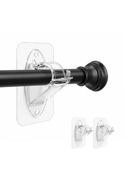 Generic 6 Pack No Drill Curtain Rod Brackets, Self Adhesive Nail Free Stick H...