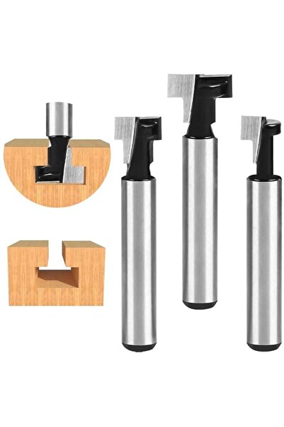 Generic T-Slot Cutter Set, 3PCS 6.35mm/1/4" Shank Steel Handle T-Slot Cutter,...