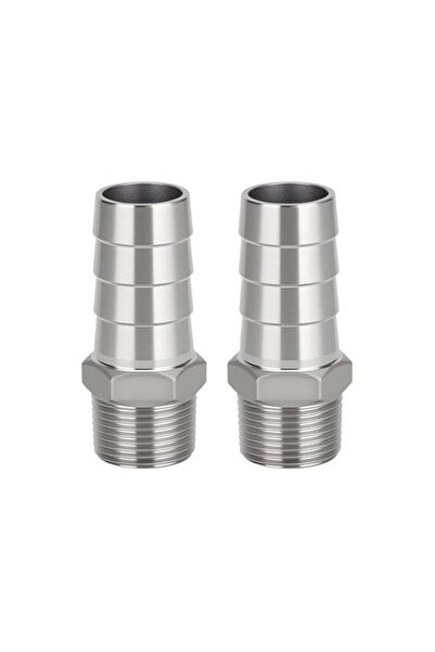 Generic Hose Barb Fitting 2Pcs Stainless Steel Male Thread Coupling Fitting T...