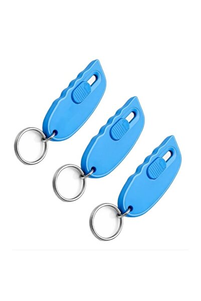 Generic Mini Keychain Box Cutter, Blue, Pack of 3, Portable Utility Knife wit...