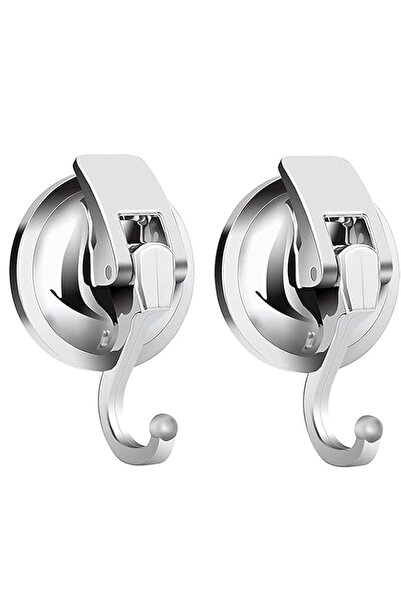 Generic Tazweeq 2 Pcs Silver Heavy Duty Vacuum Suction Cups Hooks, Waterproof...