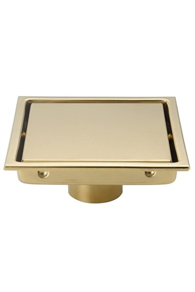 Generic 6 Inch Brushed Golden Square Shower Drain, with Removable Grille Cove...