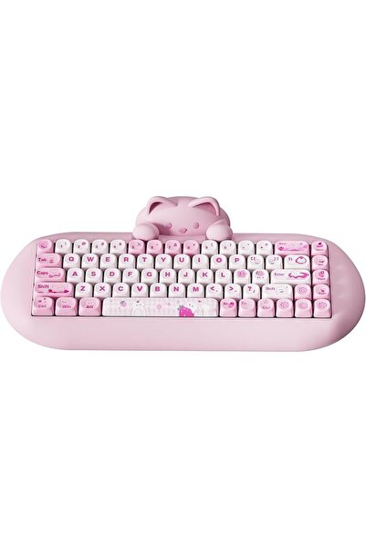 YUNZII C68 Silicone Cute Cat Mechanical Keyboard(Pink, Milk Switch)