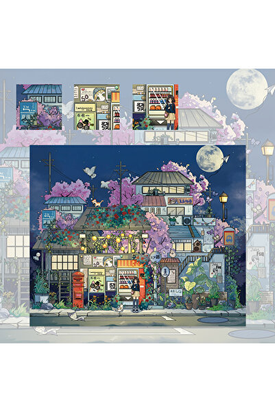 Choice 1set 1 Set Miniature Scene DIY Stickers Summer Night Bus Stop Kit Desk...