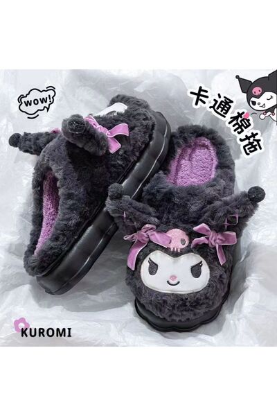 Choice3 40-41 black Cartoon Sanrio Kuromi Cotton Slippers For Women'S Autumn ...