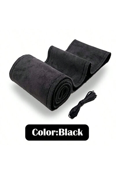 Choice1 Black Black Line 1pc Hand-Stitched Suede Leather Car Steering Wheel C...
