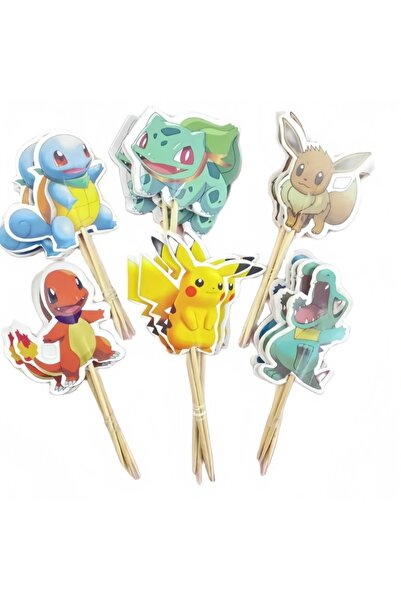 Choice5 Bandai d-24pcs Pikachu Cake Flag Birthday Party Decorations Disposabl...