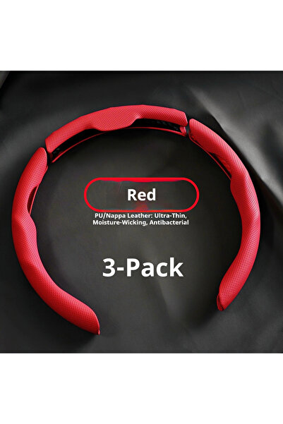 Choice10 red Car In Vehicle Nappa Leather Steering Wheel Cover Universal For ...