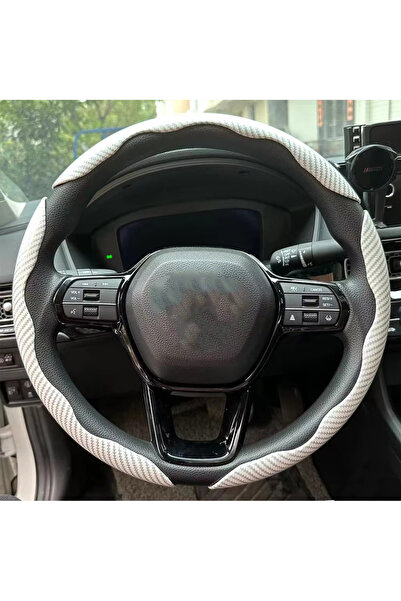 Choice 3PCS White 3PCS Laser Carbon Fiber Silicone Car Steering Wheel Cover 1...