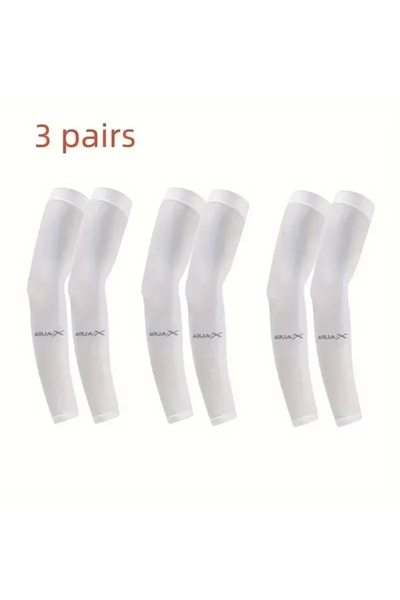 Choice One Size 3 Pairs WHITE 3 Pairs Cooling Breathable Arm Sleeves Anti‑UV ...