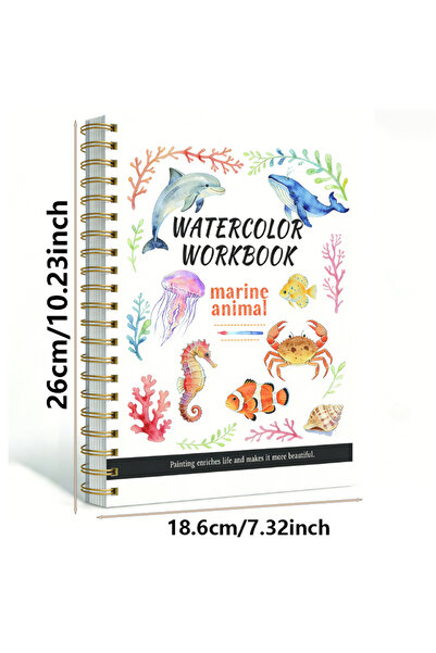 Choice Marine animal Premium Watercolor Beginner's Workbook-14 Sketches + 2 C...