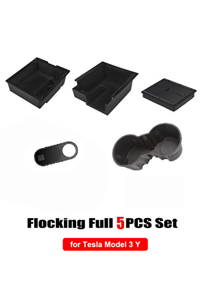 Choice4 5 Pcs Flocking Storage Box for Tesla Model Y 2020-2024 Model 3 2019-2...