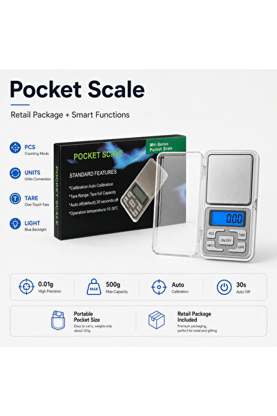 Choice ميزان جيب رقمي صغير 500 جرام بدقة 0.01 جرام، ميزان محمول بشاشة LCD للم...