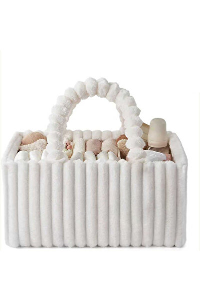 Choice1 Cream White Flannel Diaper Caddy Organizer, included Gift Packaging, ...