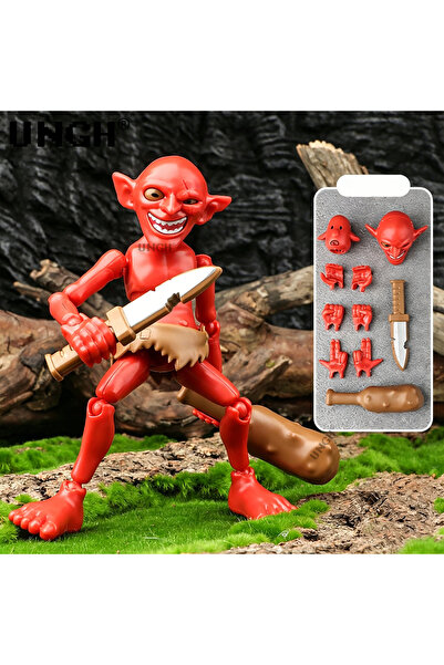 Choice4 red Goblin Multi-Jointed Movable Robot elf Assembled toy set 3D Print...
