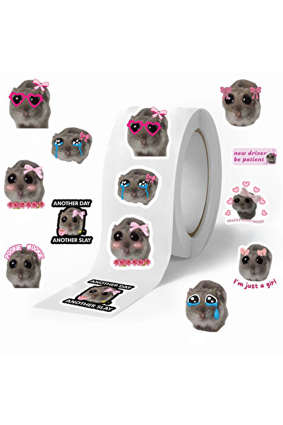 Choice 500PCS 500Pcs/Roll Sad Hamster Meme Roll Stickers Funny Animals Graffi...
