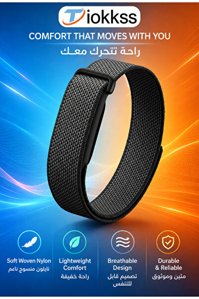 Tiokkss حزام نايلون متوافق مع جوجل فيتبيت إير، حزام ساعة ذكية قابل للتعديل وق...