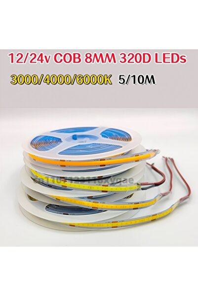 Choice23 2m DC12V Warm White DC 12V 24V FOB COB Strip 320Leds/M High Density ...