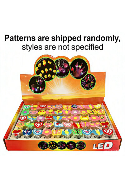 Choice 50pcs With Box 25/50pcs Cartoon LED Luminous Finger Rings Animal Flowe...