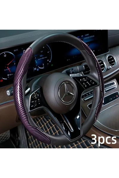 Choice13 3PCS Purple 2/3PCS Laser Carbon Fiber Silicone Car Steering Wheel Co...