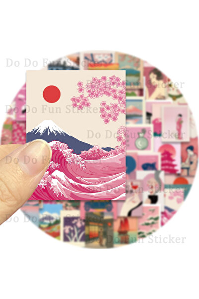 Choice 50PCS 50PCS Retro Pink Japanese Aesthetic Art Stickers Red Sun Cherry ...