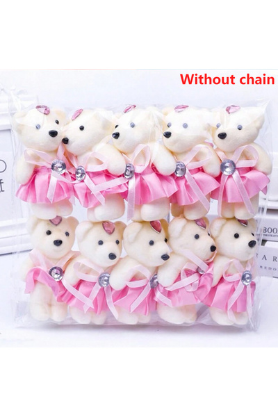 Choice7 10pcs pink 10pcs/Pack 12CM Couple Bear Flower Bouquet Dolls Mini Foam...