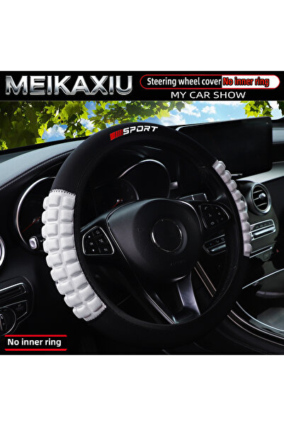 Choice WHITE Water-Resistant Sport Fabric Grid Steering Wheel Cover 14.5-15 I...