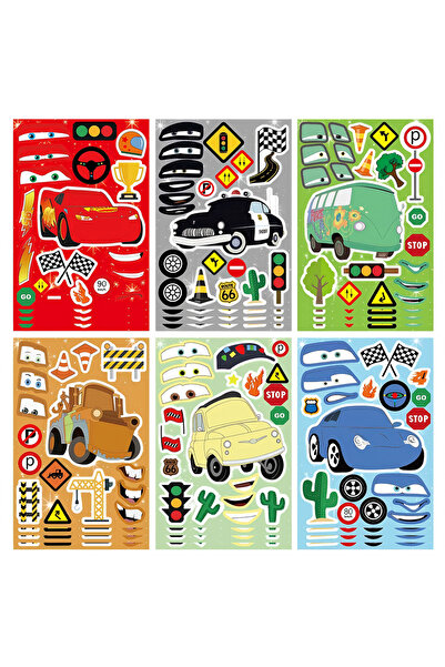 Choice1 12Sheets 6/12Sheets Make a Face Cartoon Cars Lightning McQueen Puzzle...