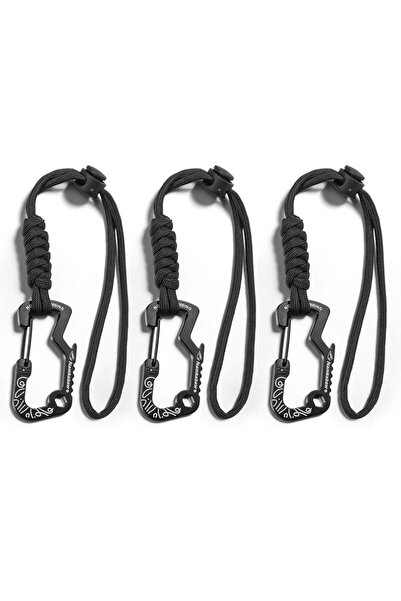 Choice 3pcs black Multifunctional Tactical Hook Carabiner with Paracord Keych...