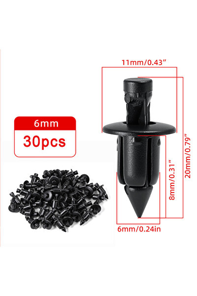 choice2 30PCS 20/30/50PCS 6mm Black Rivet Fairing Body Trim Panel Fastener Sc...