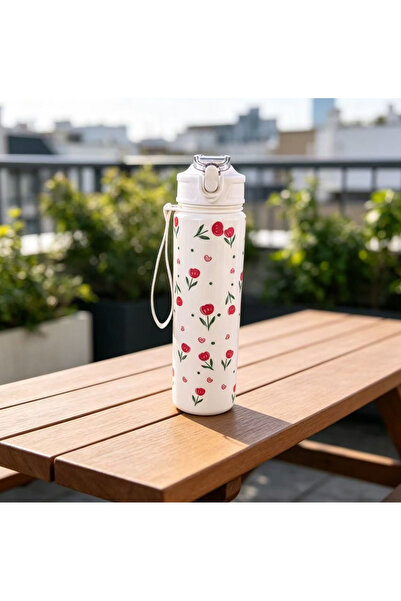 choice2 750ML Flower 750ML White Water Bottle Full Printed Cartoon Strawberry...
