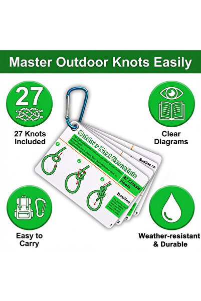 Choice 1Set Random color Rock Climbing Knot Cards Includes 27 Rope Knots,with...