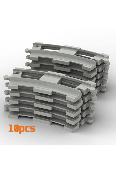 Choice3 10pcs Curved track Big Building Block Light Gray Railroad Track Compa...