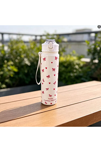 Choice3 750ML Bow 750ML White Water Bottle Full Printed Cartoon Strawberry Bo...